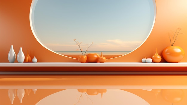 Affiche d'art orange abstraite géométrique papier peint flyer pour les designers d'intérieur
