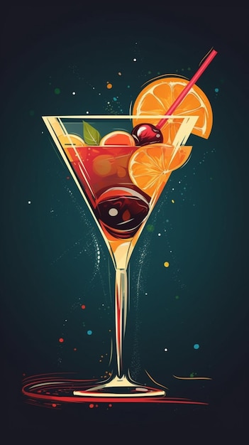 Photo affiche d'art vectoriel cocktail