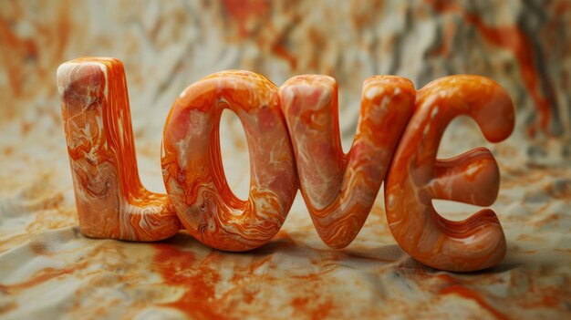 Une affiche artistique horizontale créative du concept Orange Marble Love