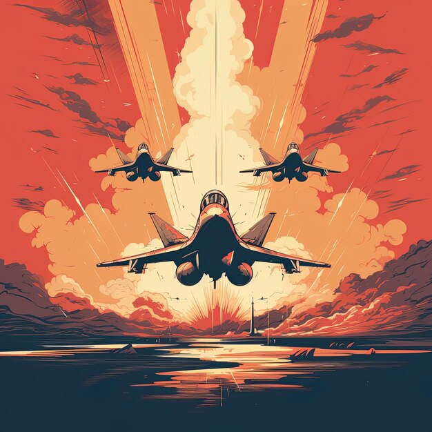 une affiche d'un avion de chasse avec les mots force aérienne dessus