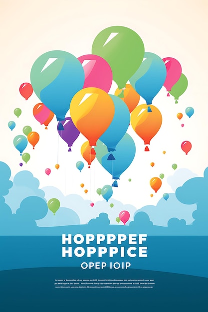 Affiche de ballons d'espoir avec des ballons colorés Lifti NO WAR Concept Art 2D Flat Design