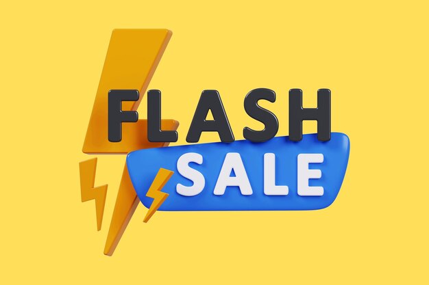 Photo affiche ou bannière de vente flash avec une icône flash et un texte 3d sur fond bleu design de modèle de bannière flash sales pour les médias sociaux et le site web offre spéciale campagne ou promotion de vente flash 16