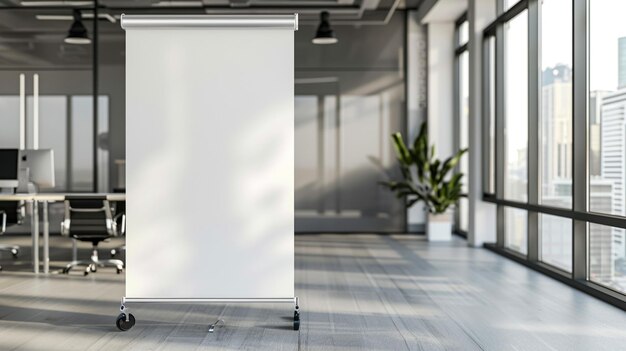 Photo une affiche blanche sur un sol en bois avec un tableau blanc qui dit le mot