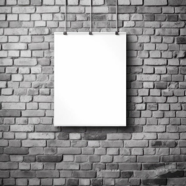 Photo affiche blanche vierge sur le mur de briques pour votre conception