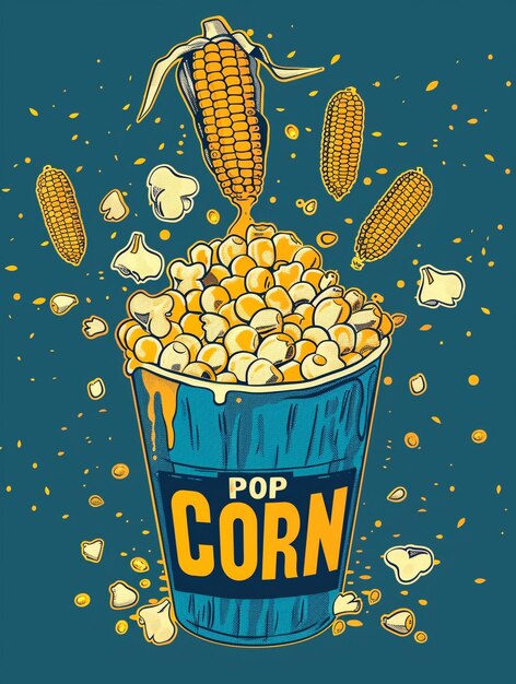 Photo une affiche bleue et jaune qui dit pop-corn