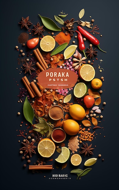 Affiche de boisson Masala Chai avec épices et feuilles de thé Célébrations chaleureuses et indiennes Cuisine de style de vie