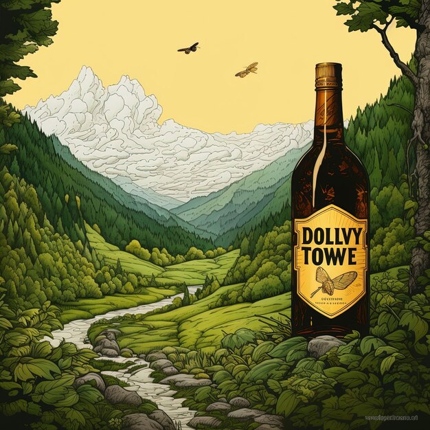 une affiche d'une bouteille de bodey qui dit dollopia