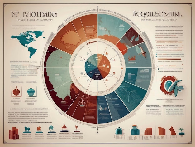 Photo une affiche avec une carte du monde et un cercle d'informations