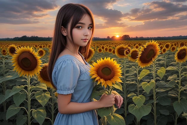 Une affiche d'un champ de tournesols Photo Ai générée