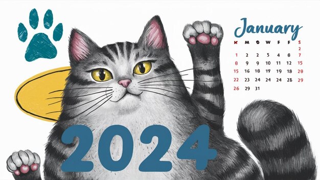 une affiche avec un chat qui dit l'année 2010