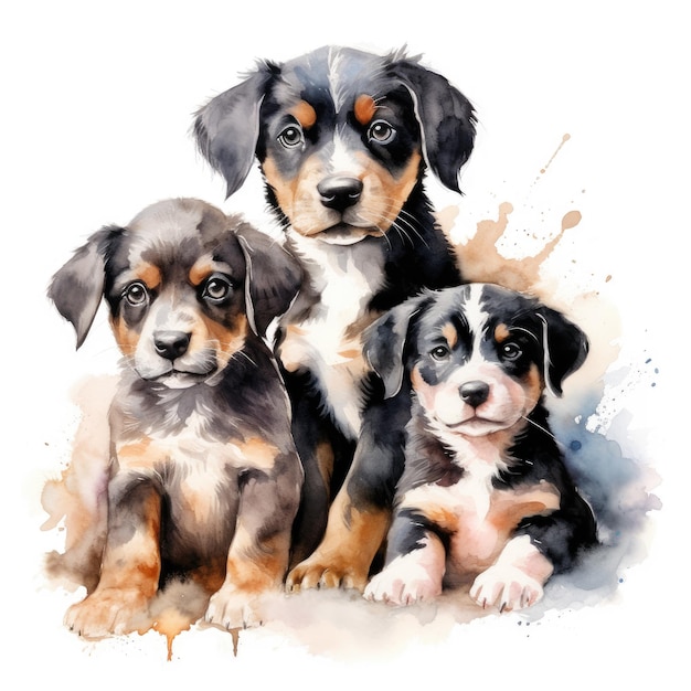 affiche de chiots aquarelle mignon