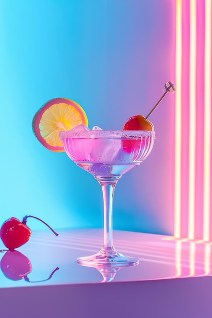Photo une affiche de cocktails à l'ambiance estivale néo-brutaliste