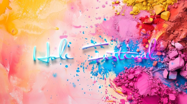 Une affiche colorée du festival Holi avec un espace de copie