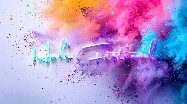 Une affiche colorée du festival Holi avec un espace de copie