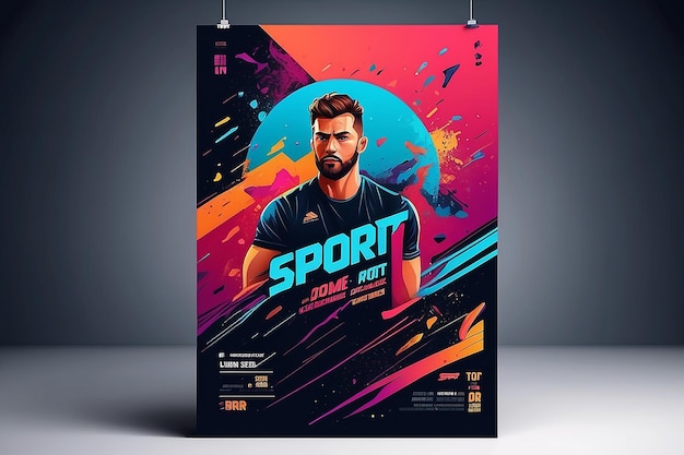 Photo affiche colorée moderne pour le sport illustration vectorielle