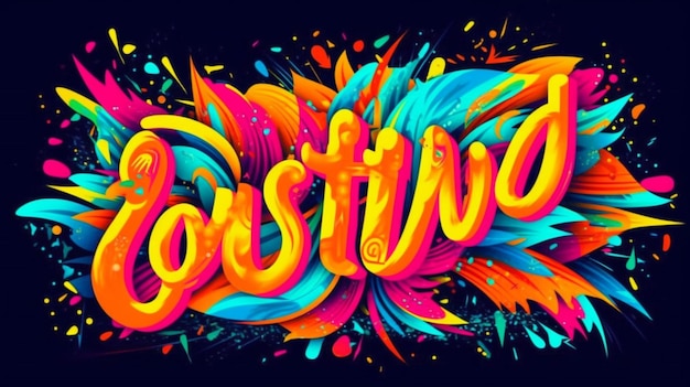 Une affiche colorée pour le festival avec le mot festival dessus.