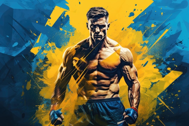 Affiche de concept de sport Kickboxer