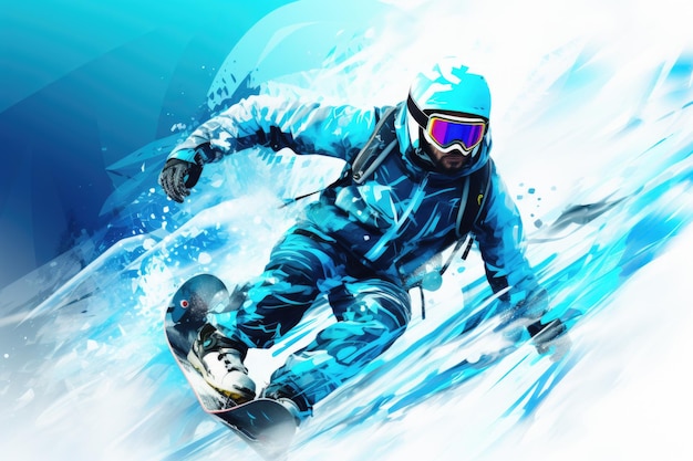 Affiche de concept de sport de snowboarder