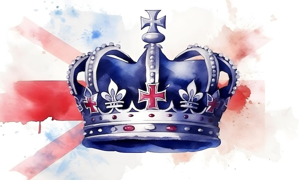 Affiche avec couronne anglaise drapeau britannique Longue bannière avec espace blanc copier coller Carte de voeux