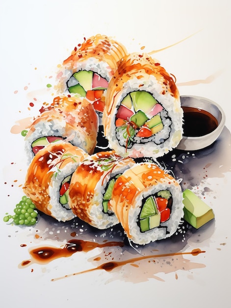 Une affiche avec de délicieux sushis