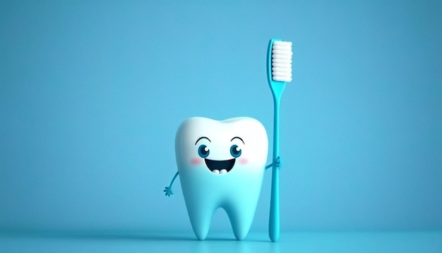 Affiche avec dent de dessin animé souriant mignon Stomatologie concept dentaire