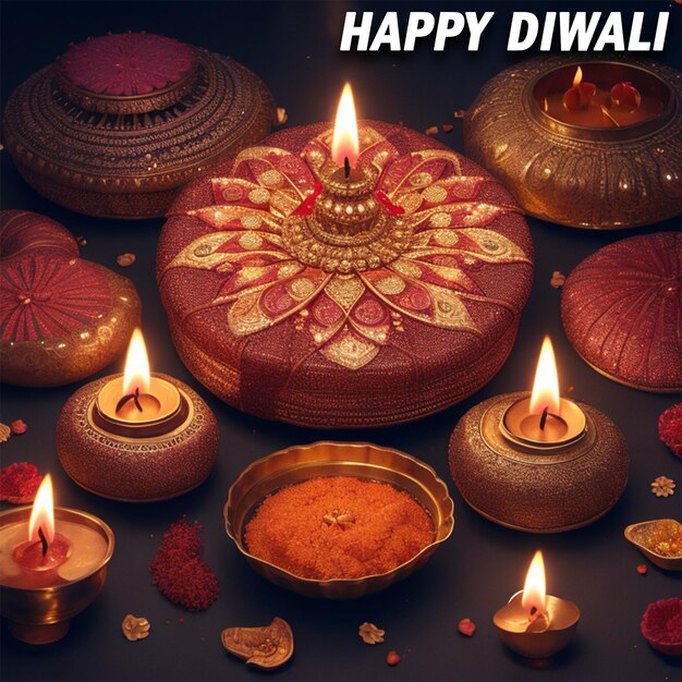 affiche diwali heureuse