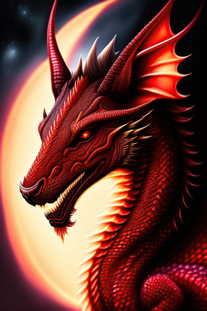 Une affiche d'un dragon avec le mot " rouge " dessus.