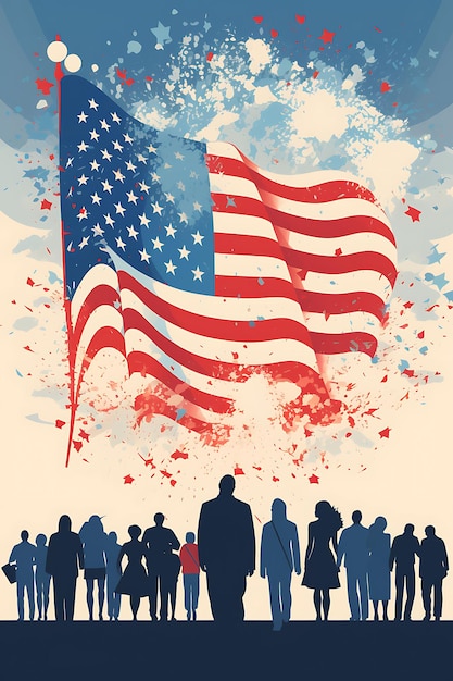 Affiche d'un drapeau américain en forme de cœur avec Martin Luther King Jr. Pr 2D Design Art Creative Post