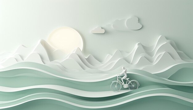 une affiche du jour blanc avec une représentation 3D simpliste d'une promenade en vélo en couple