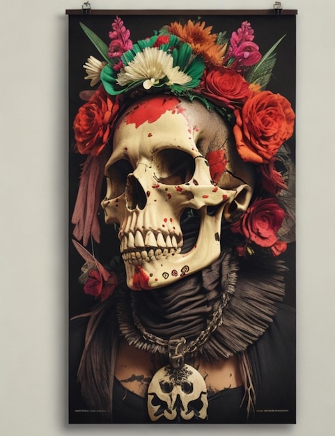 affiche du jour des morts mexicain crâne de mort hd