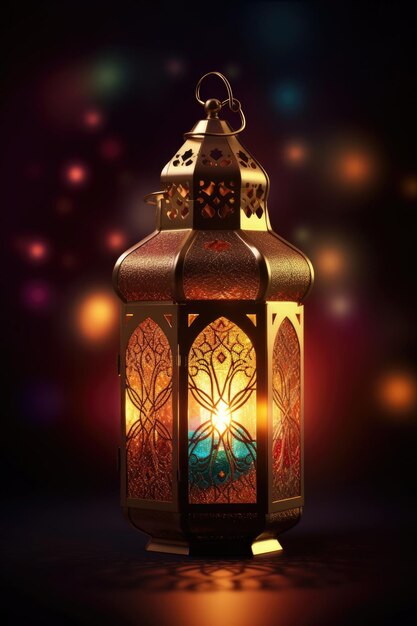 Affiche du Ramadan belle lampe de décoration de lanterne Carte de voeux festive