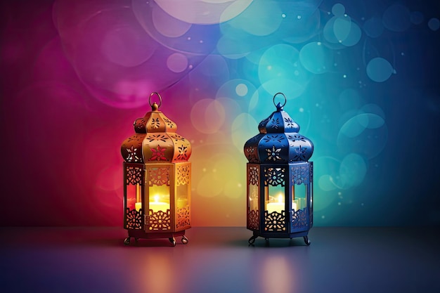 Affiche du Ramadan belle lampe de décoration de lanterne Carte de voeux festive