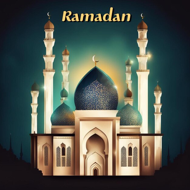 Une affiche du Ramadan montrant une belle mosquée