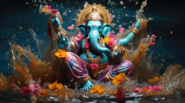 Affiche du Seigneur Ganesh pour Ganesh Chaturthi, une fête religieuse indienne