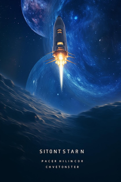 L'affiche de l'événement présente un navire de guerre dans l'espace dans le style des rêves hypercolorés