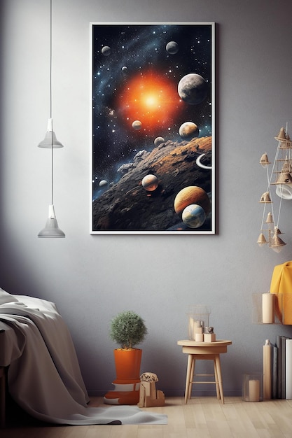 L'affiche de l'événement présente un navire de guerre dans l'espace dans le style des rêves hypercolorés