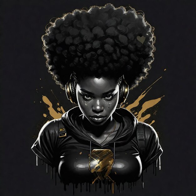 une affiche d'une femme avec un fond noir qui dit quote afro quote