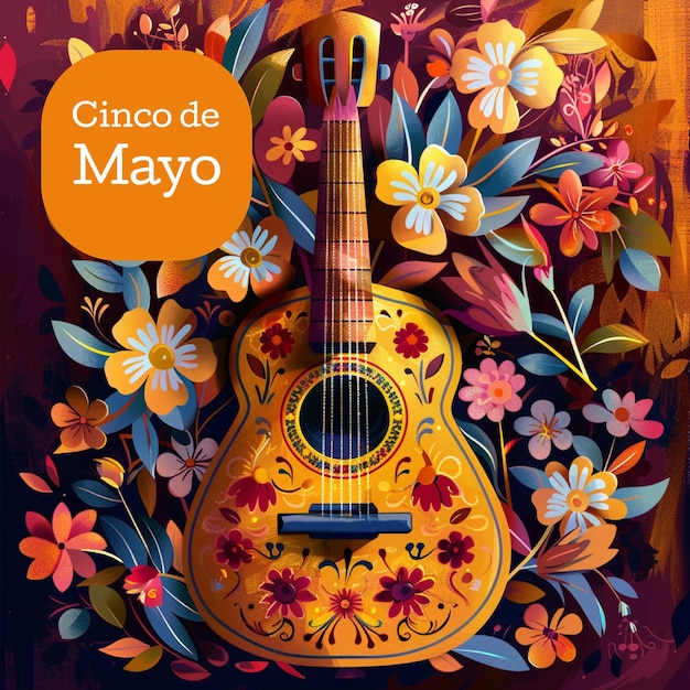 Photo affiche festive du cinco de mayo fêtes au mexique carte de conception colorée