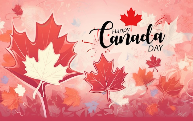 Une affiche de la fête du canada avec des feuilles d'érable dessus.