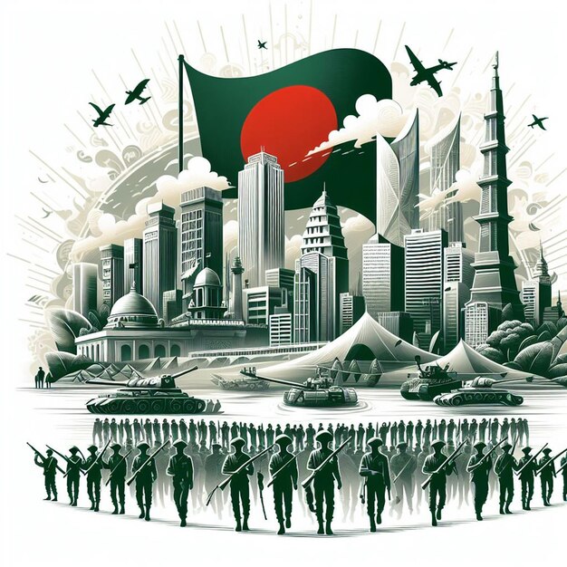 Photo affiche de la fête de l'indépendance du bangladesh