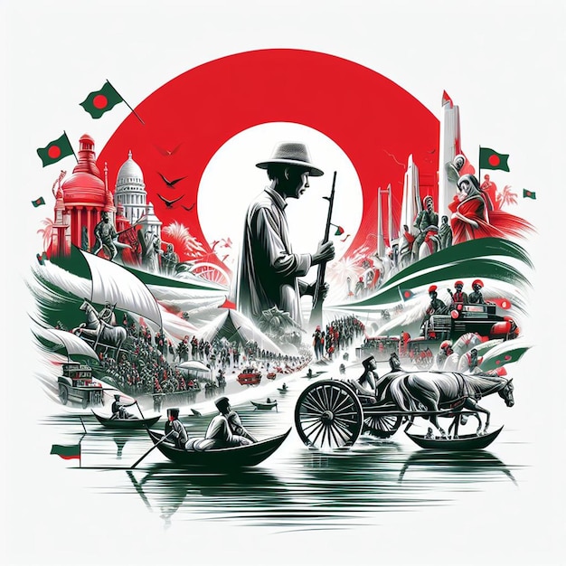 Photo affiche de la fête de l'indépendance du bangladesh