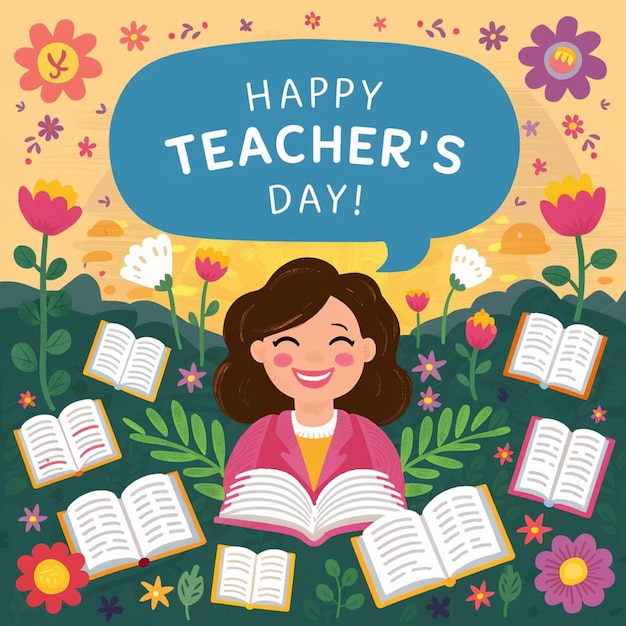 une affiche d'une fille lisant " Joyeux jour des enseignants "