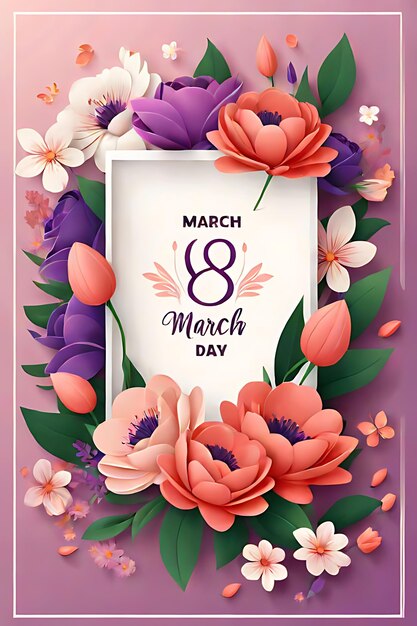 Photo une affiche de fleurs avec la date de mars