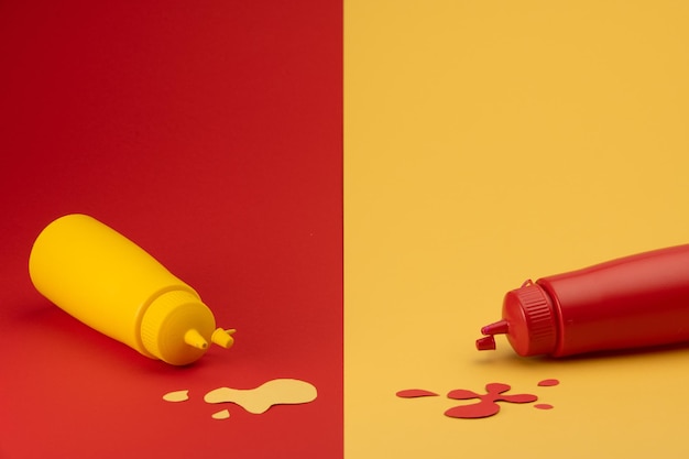 Affiche ou fond jaune et rouge de ketchup et de moutarde