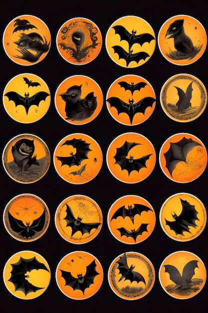 Affiche de foule de silhouettes de chauve-souris d'Halloween