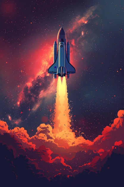 Une affiche d'une fusée qui dit la fin du monde.
