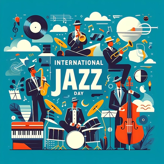 une affiche d'un groupe qui dit "Journée internationale du jazz"