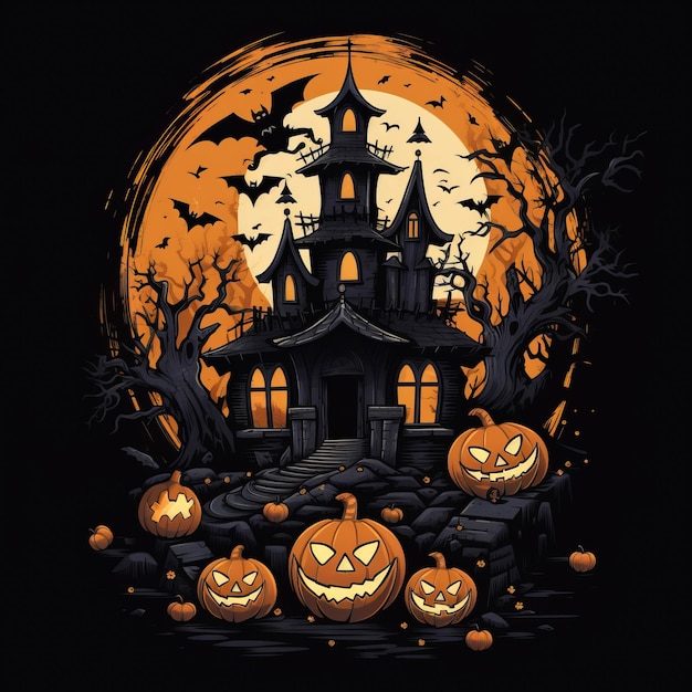 Affiche d'Halloween maison hantée