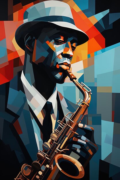 Photo une affiche d'un homme jouant du saxophone