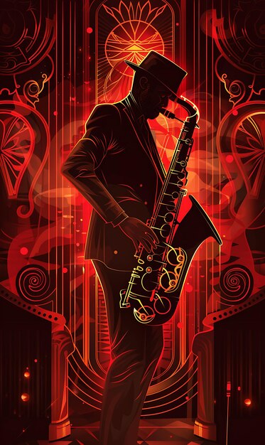 Photo une affiche d'un homme jouant du saxophone